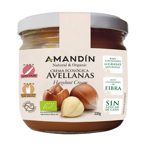 Crema de avellanas sin azúcar Amandin  330 gr