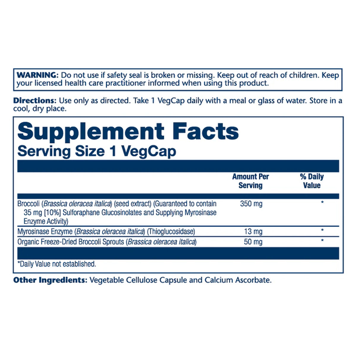 Activated Broccoli Seed Estract 350mg Solaray 30 cápsulas