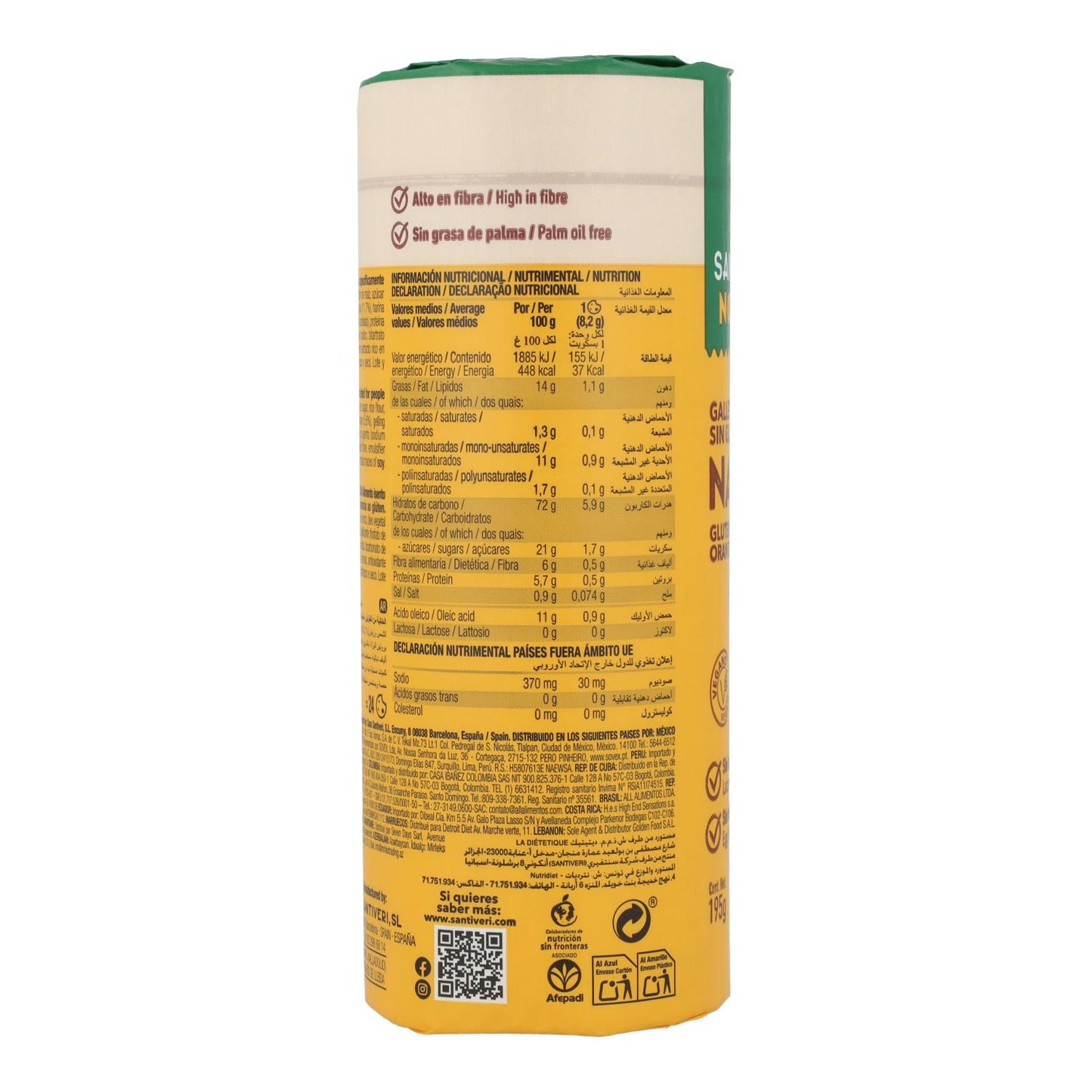 Galletas sabor Naranja Sin Gluten Santiveri Noglut 195 g