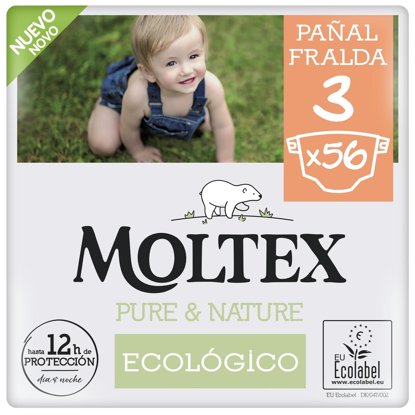 Pañales T3 (4-10 kg)  Moltex Pure & Nature, 56 Uds