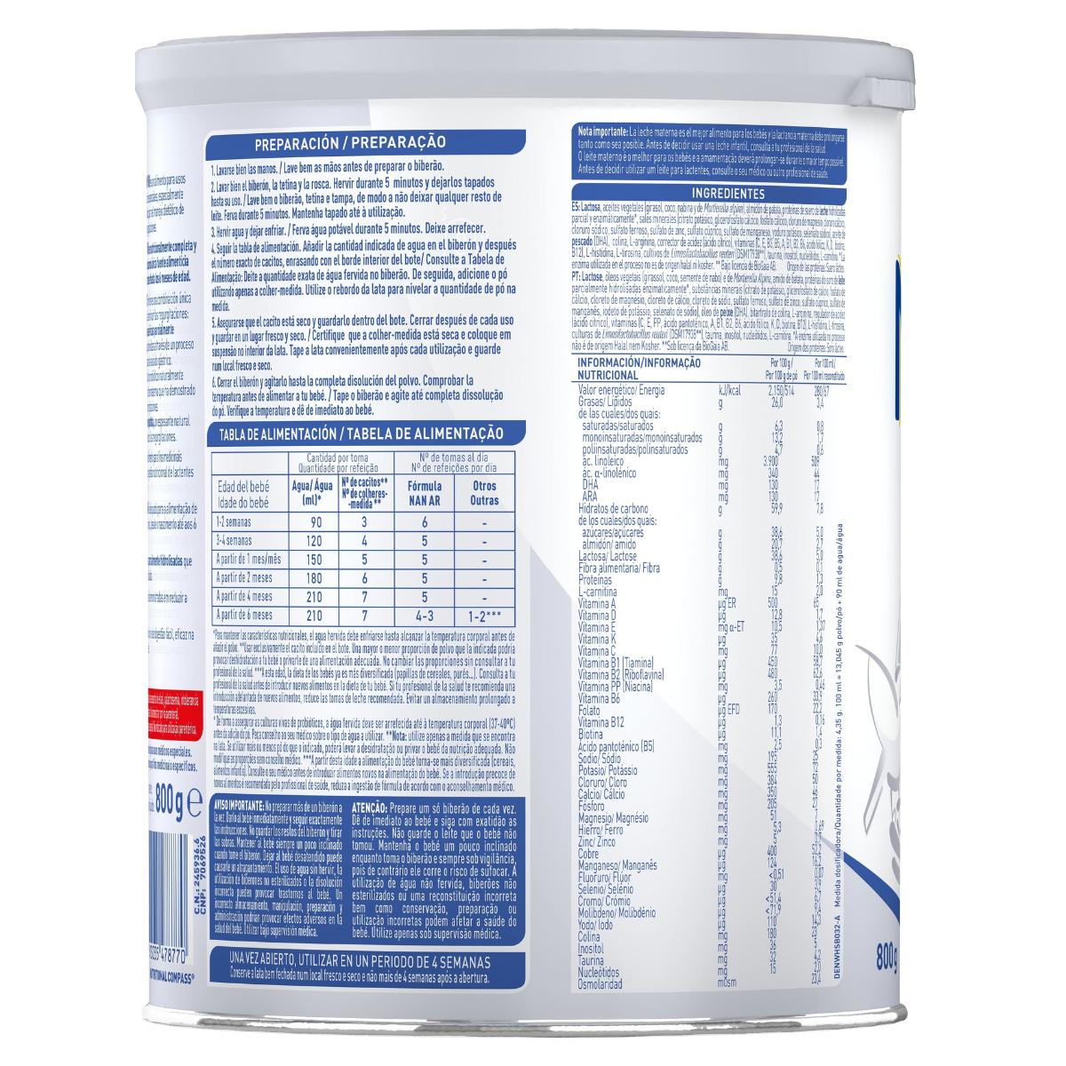 Nan Expertpro A.R. Alimento para lactantes con regurgitaciones Nestlé 800 g