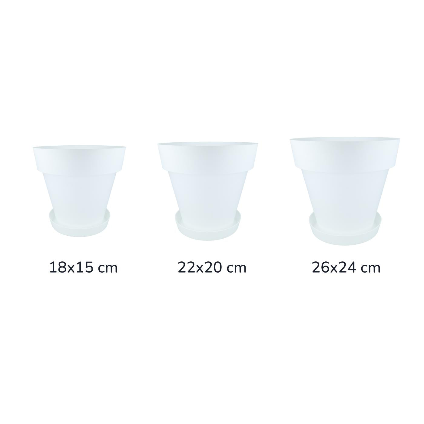 Pack maceta con plato color blanco Tes 22 x 20 cm