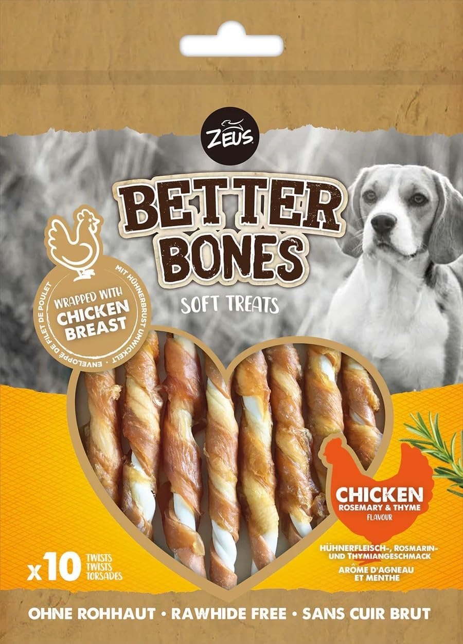 Golosina Masticable para Perros Zeus Better Bones, Pollo, Twist 10 pcs