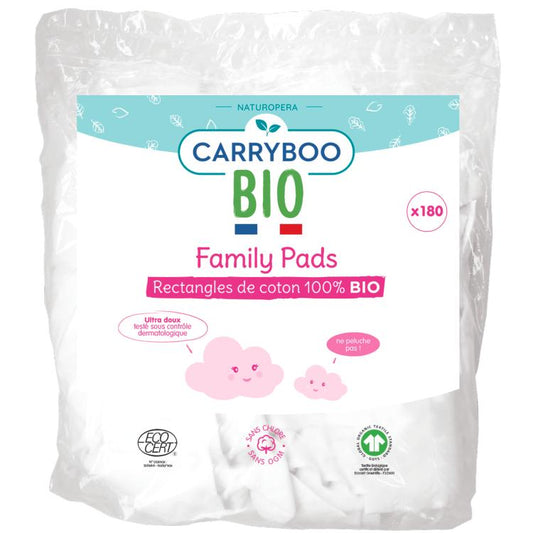 CARRYBOO - Family Pads de Algodón 100% Bio - Paquete de 180