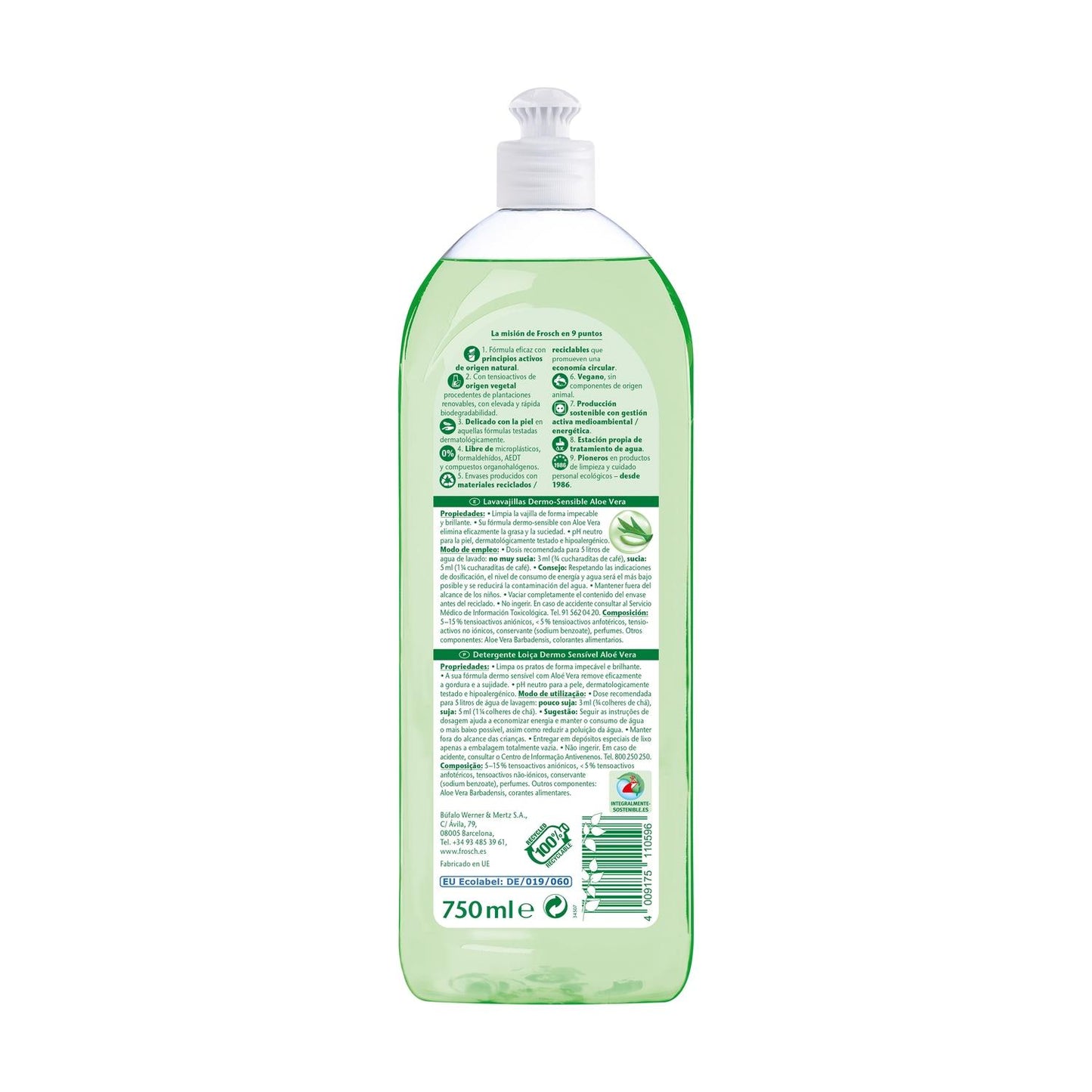 Lavavajilas Aloe Vera Eco Frosch 750 ml