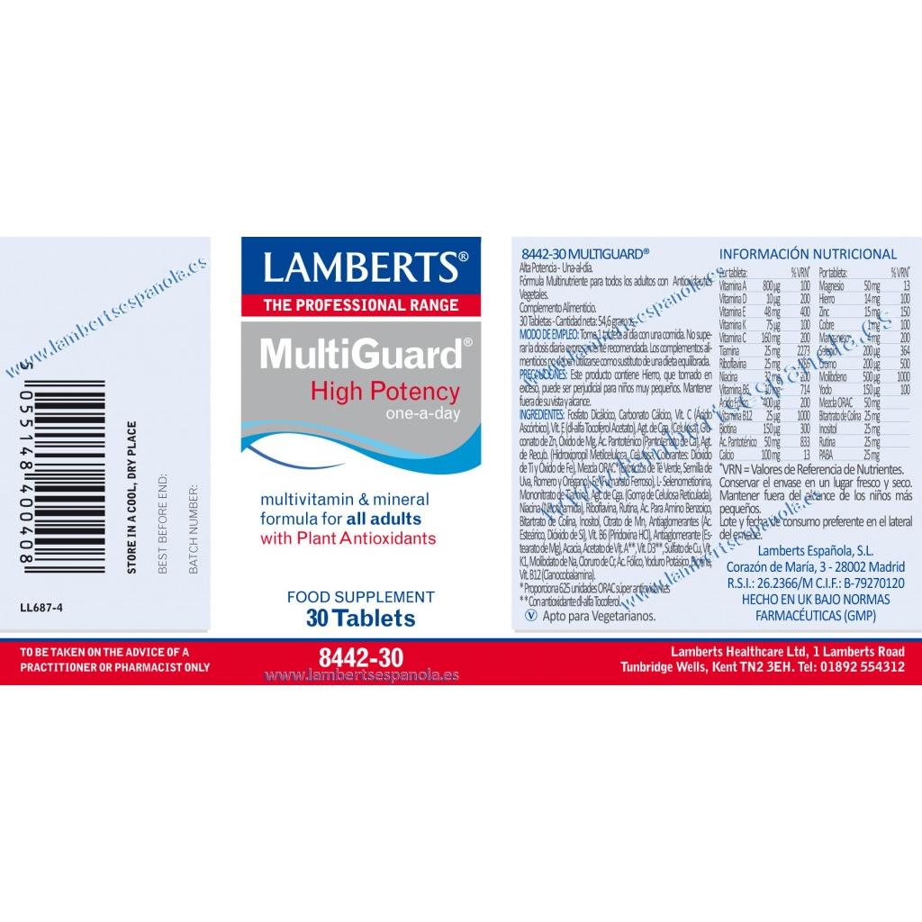 MultiGuard. Vitaminas y minerales + mezcla ORAC Lamberts 30 tabletas