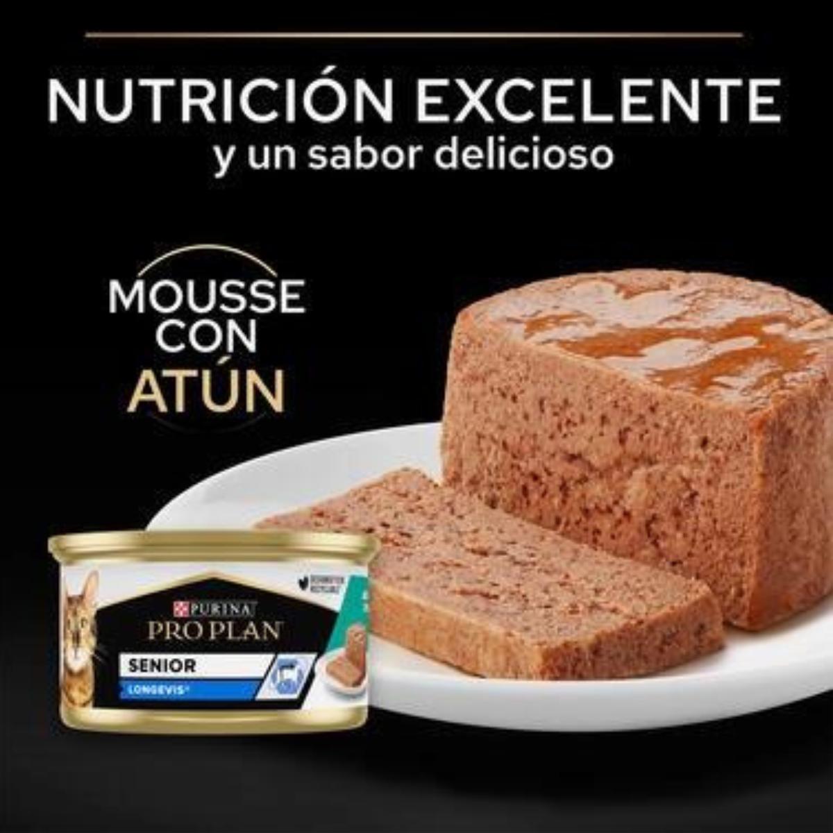 Pro Plan Gato Senior 7+ Longevis Mousse con atún Purina 85g