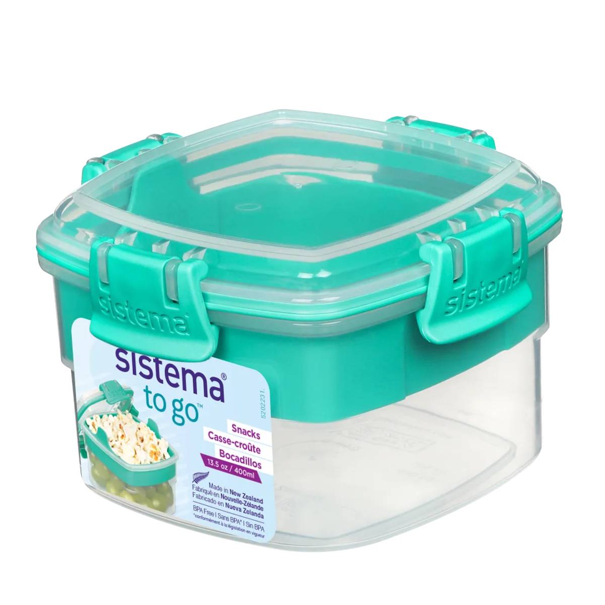 Recipiente Hermético snacks cuadrado Sistema Snacks To Go 400 ml