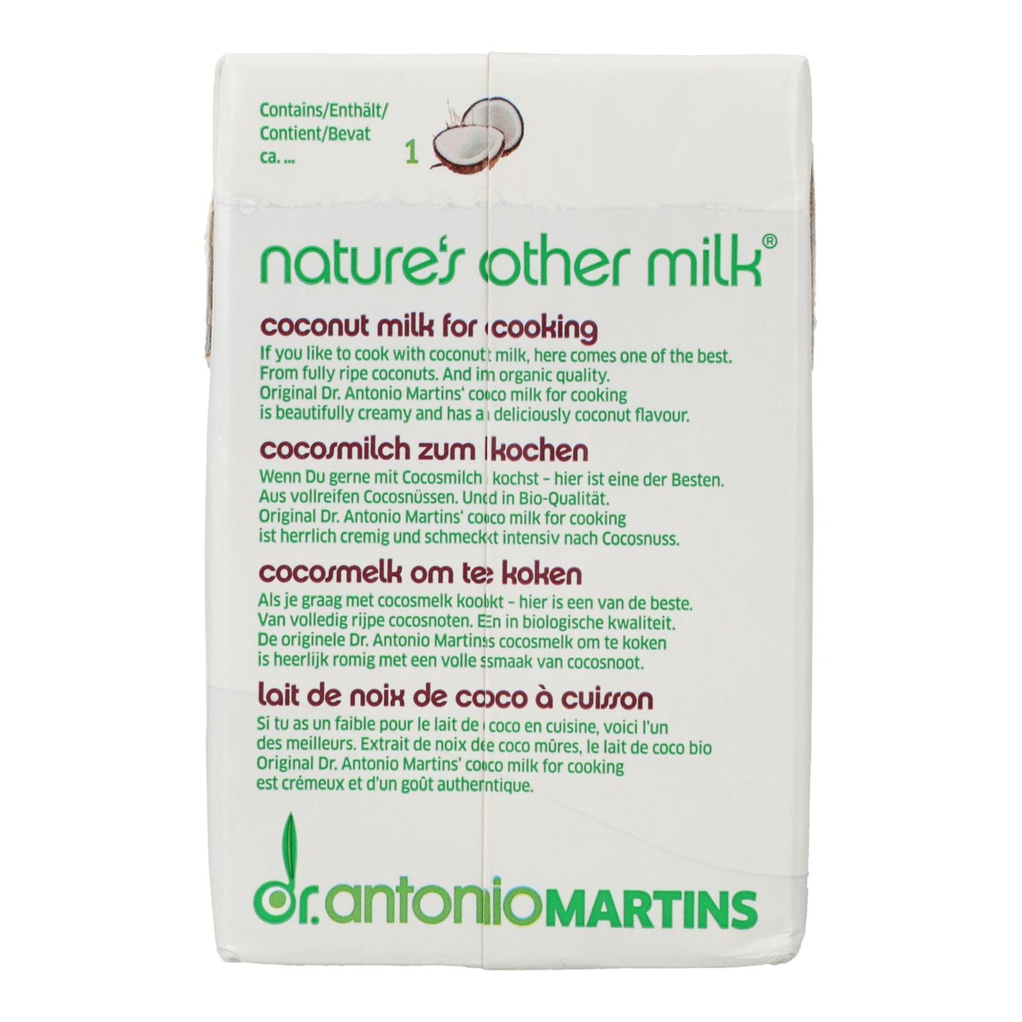 Coco Milk crema para cocinar BIO Dr. Antonio Martins 500 ml