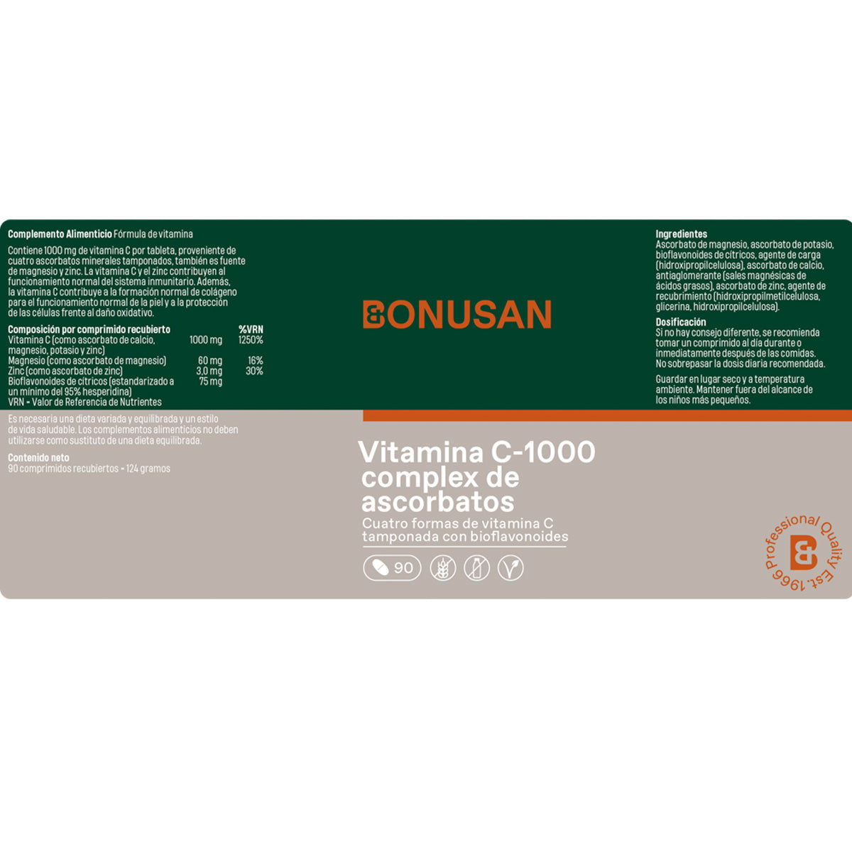 Vitamina C-1000 complex de ascorbatos Bonusan 180 comprimidos