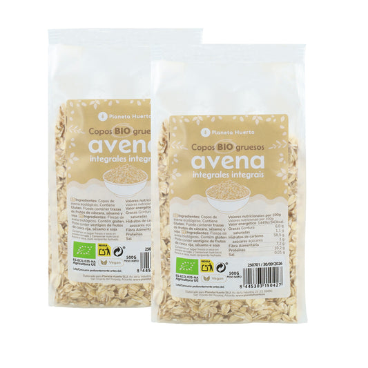 Pack 2x Copos de Avena integrales gruesos ECO Planeta Huerto 500 g