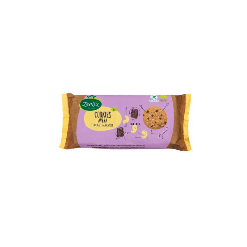 Cookies avena chocolate y anacardos BIO S/G Zealia 130 g