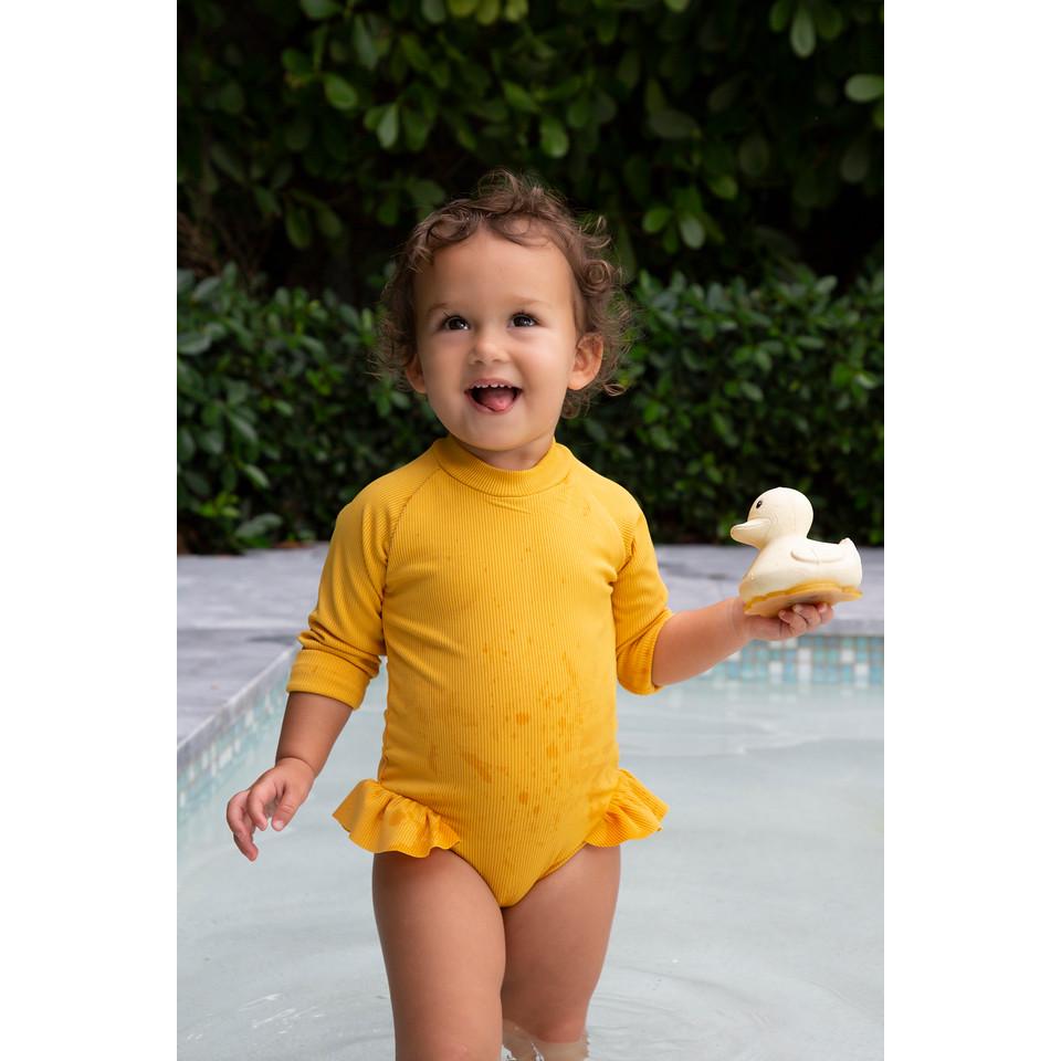 Pato de goma natural "Squeeze & Splash ", color arena