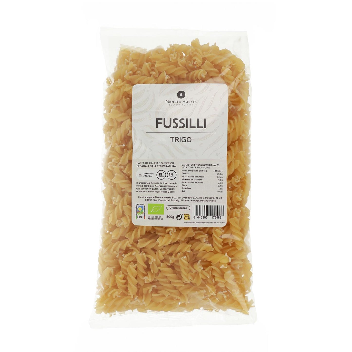Fussilli de trigo ECO Planeta Huerto 500gr