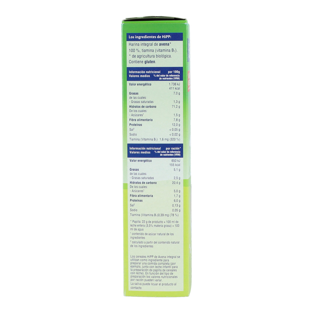 Pack x 2 Avena 100% papilla de cereal BIO 200 g