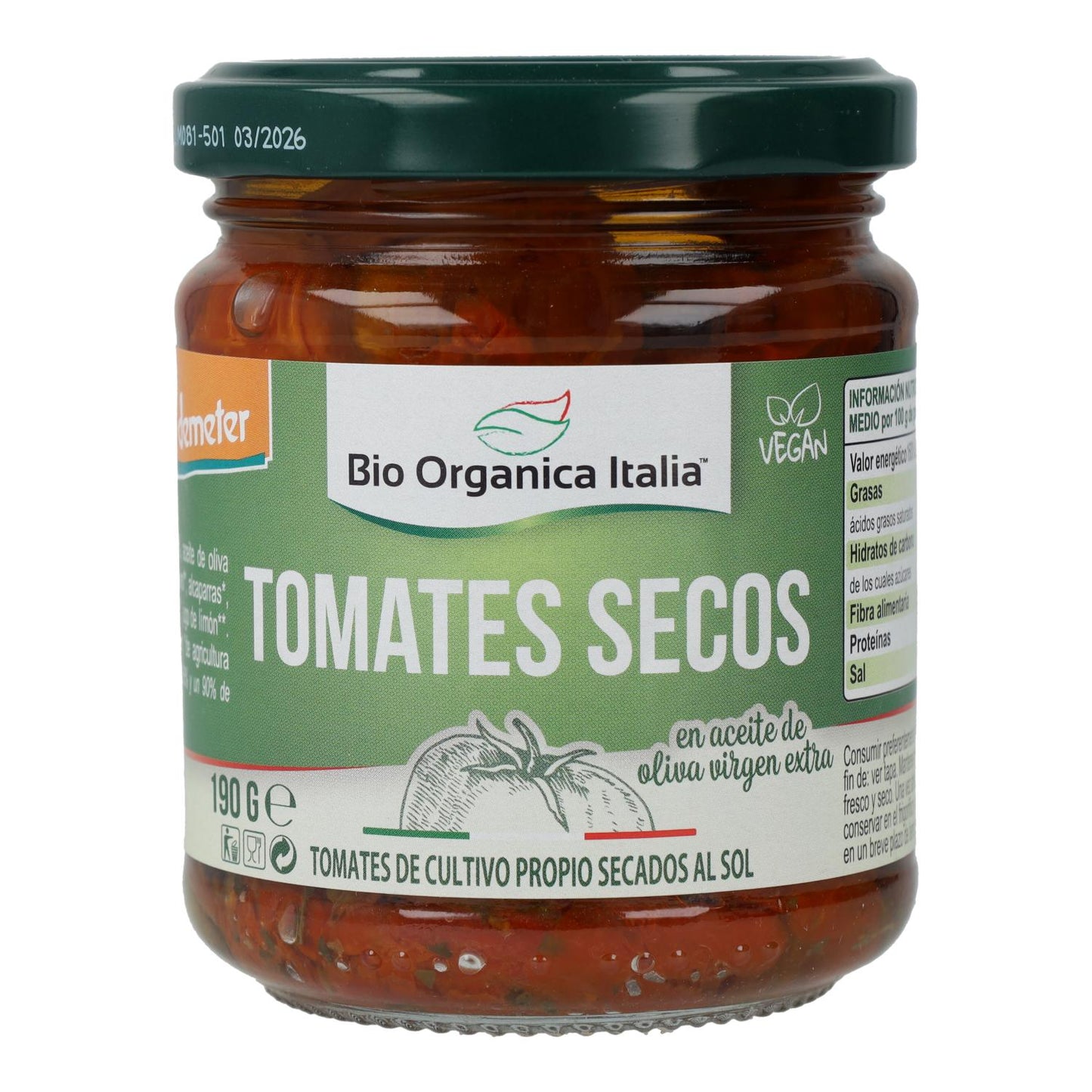 Tomates Secos en Aceite Bio Demeter Organica Italia 190 g