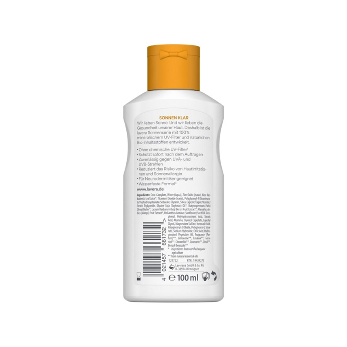 Loción solar Sensitive SPF 30 Lavera 100 ml