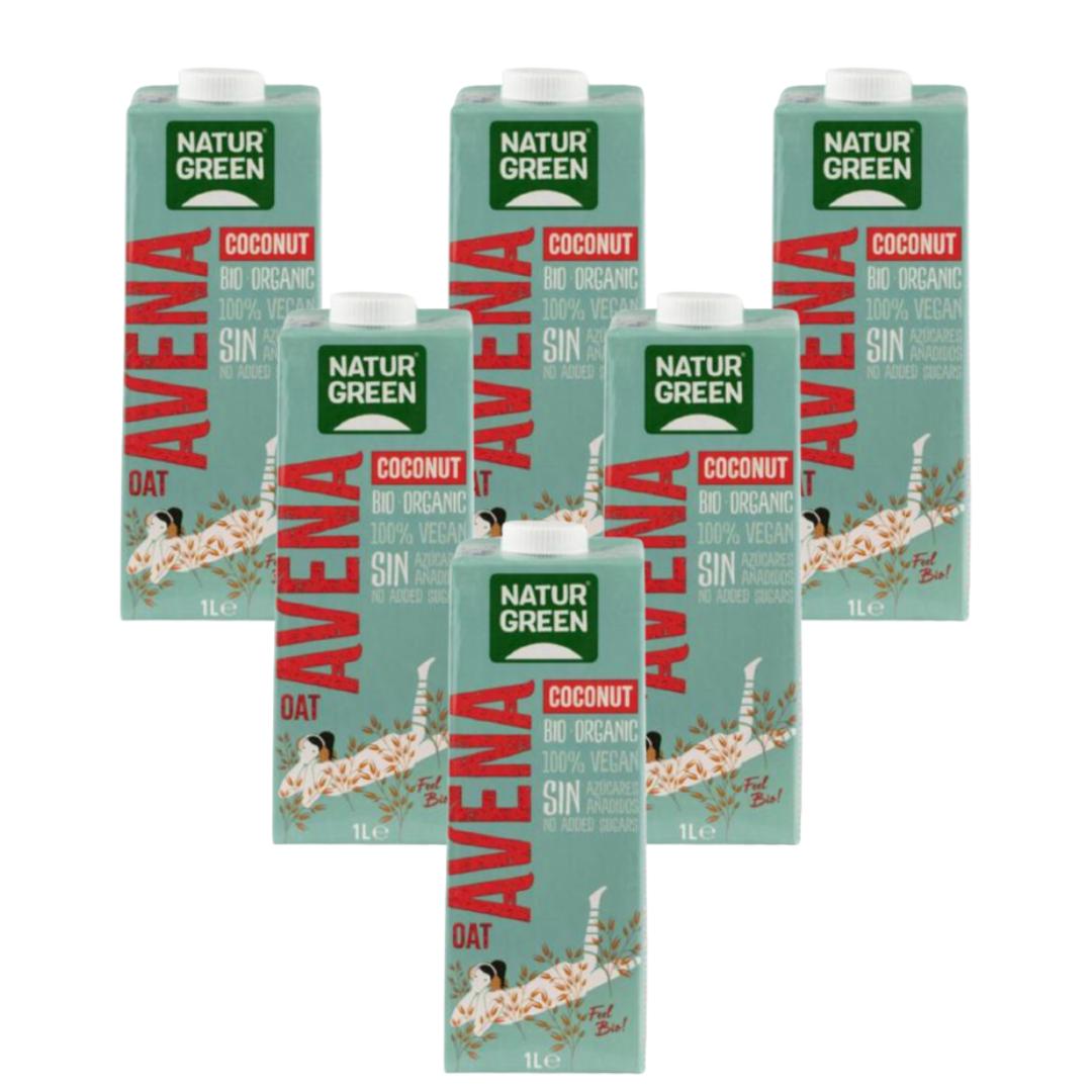 Pack 6 uds Bebida de Avena y Coco Bio NaturGreen 1 L