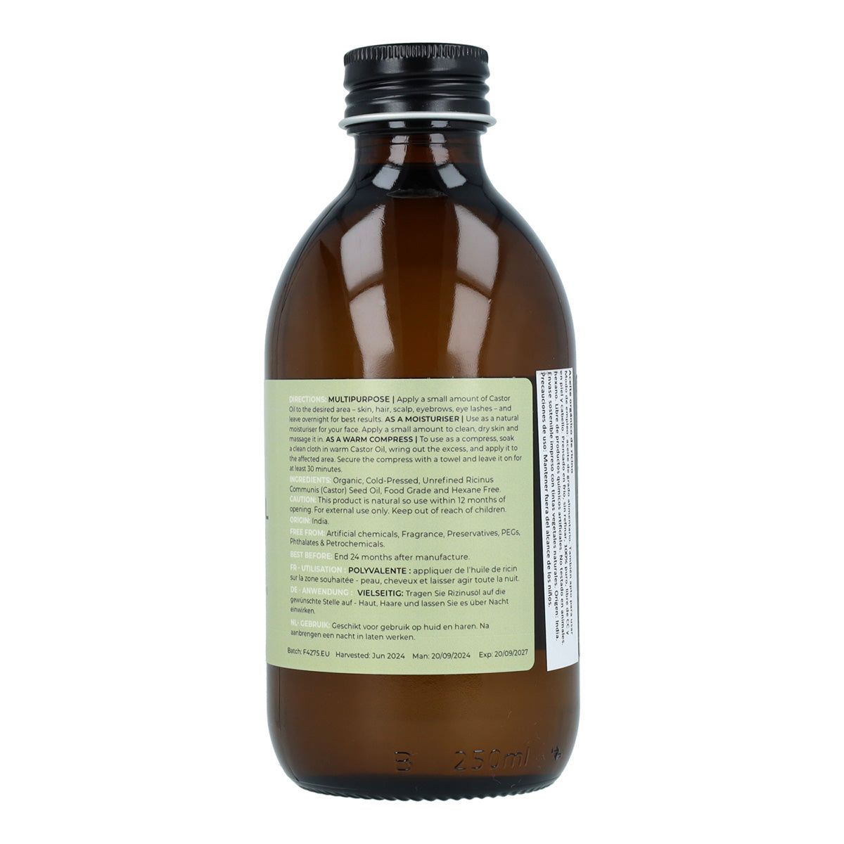 Aceite de Ricino BIO virgen prensado en frío Fushi 250ml