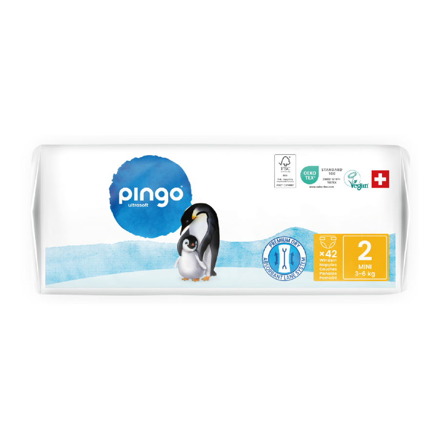 Pañales T2 (3-6kg) Pingo 42 Uds