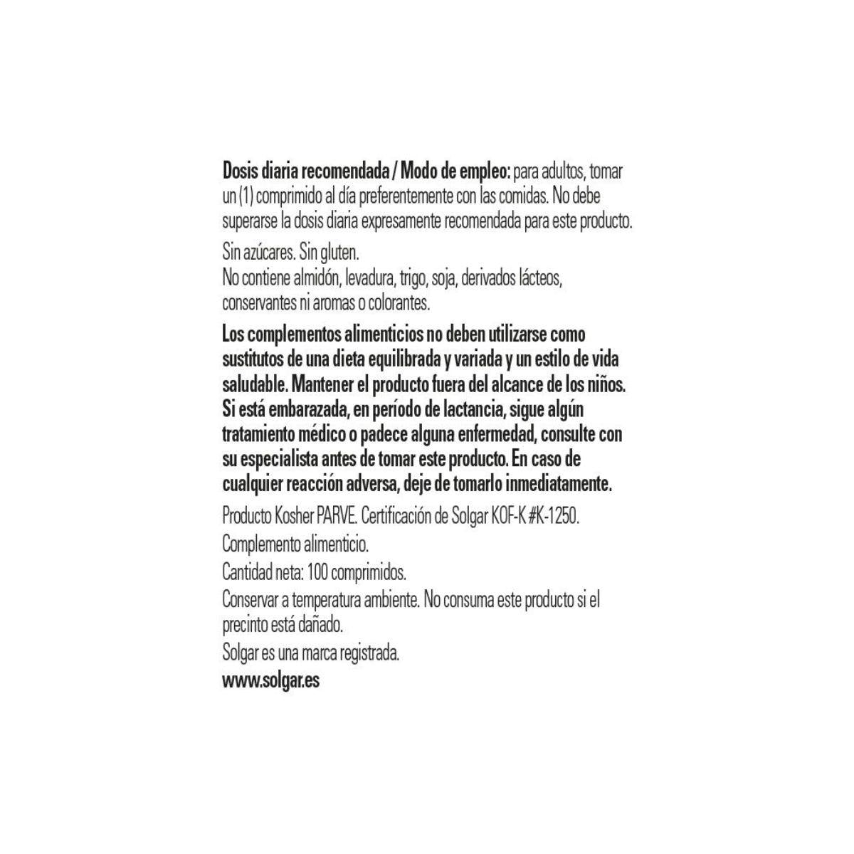 Vit B12 100 mcg Solgar 100 Comprimidos