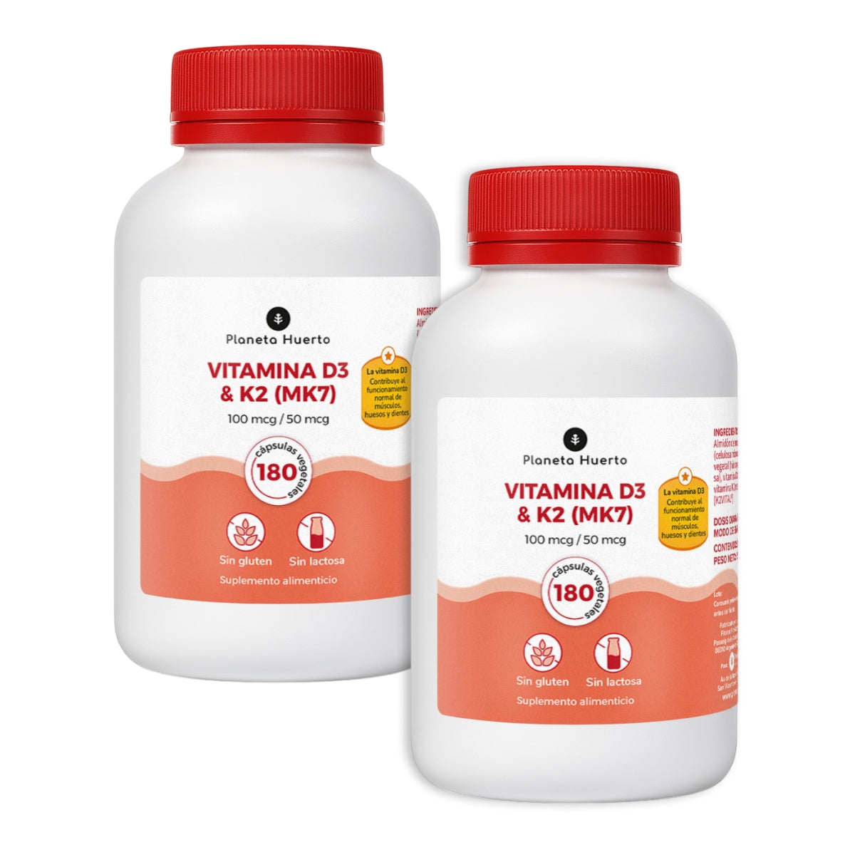 Pack 2xVitamina D3 & K2 Mk7 Planeta Huerto 180 Capsulas