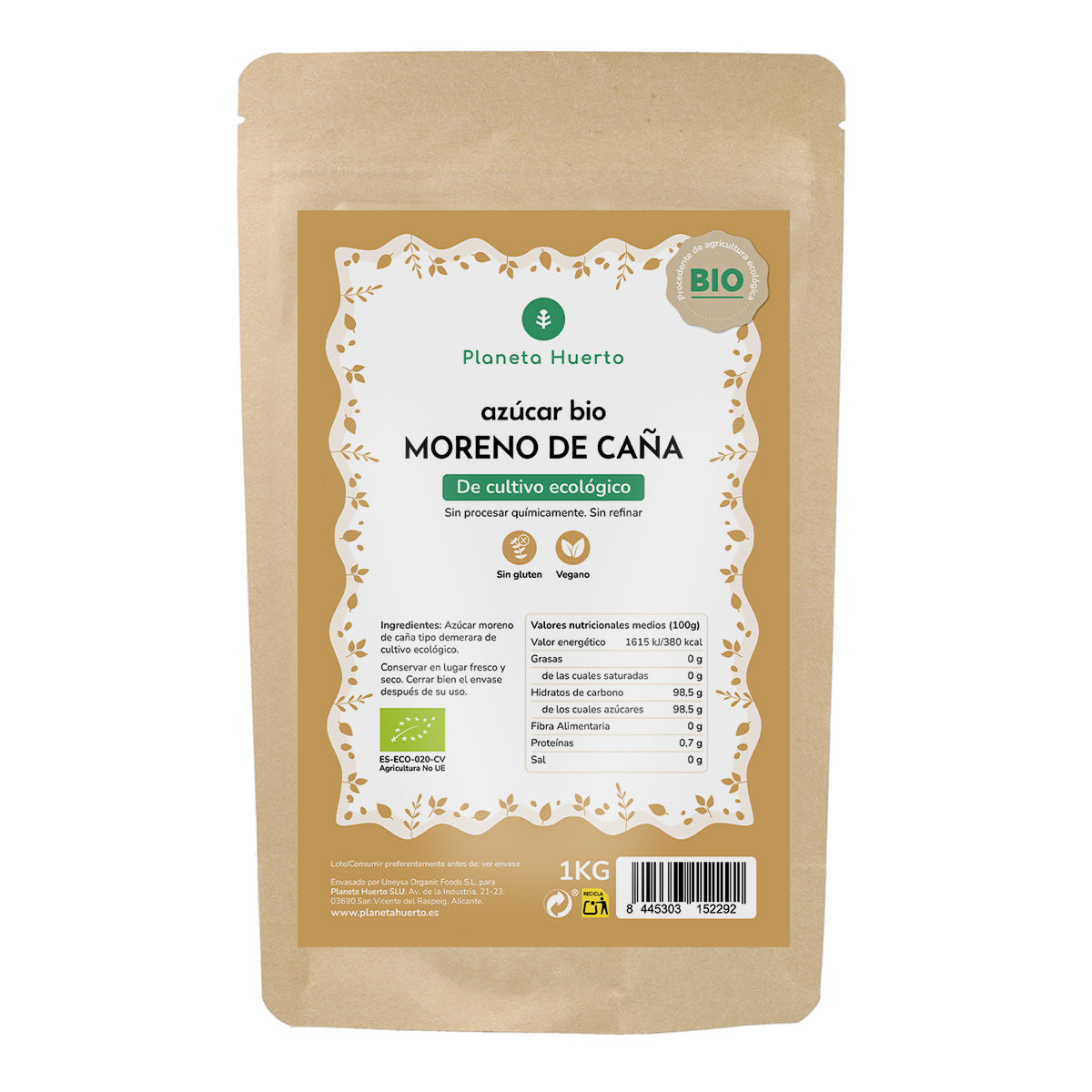 Azúcar moreno de caña ECO Planeta Huerto 1 kg