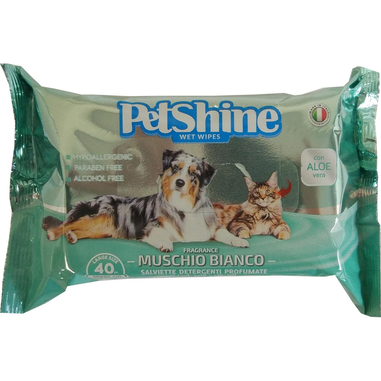 Porrini Toallitas Higiene Perro/Gato,MusgoBlanco Aloe 40ud