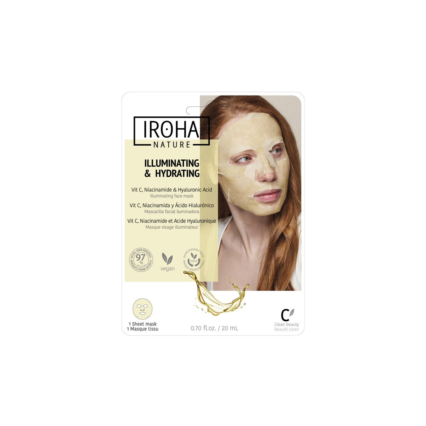 Mascarilla Facial Tisú Iluminadora e Hidratante con Vitamina C Iroha Nature 20 ml