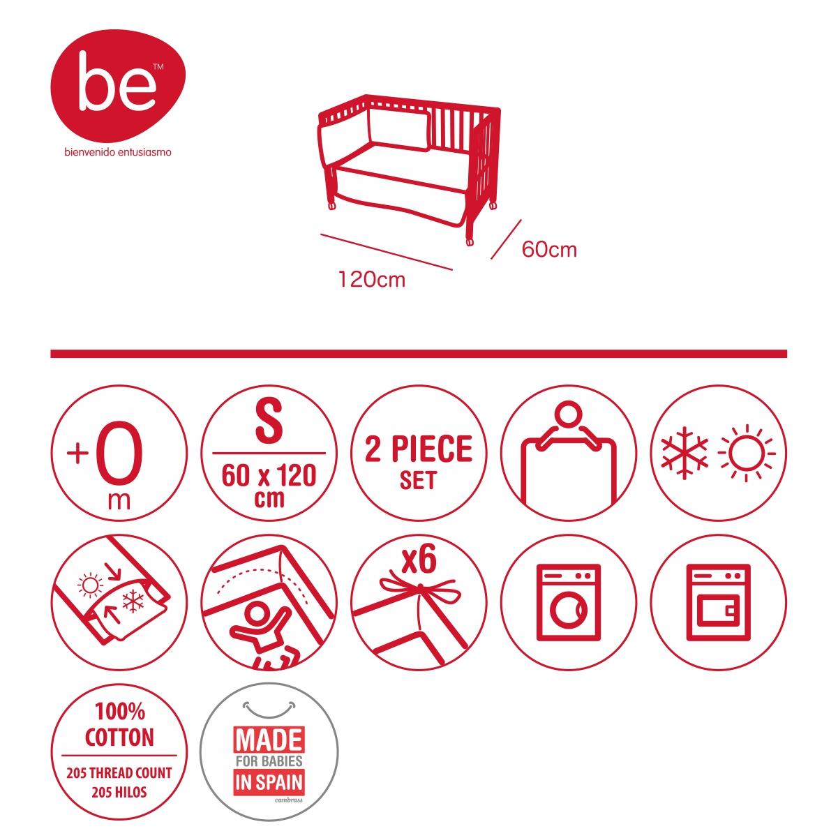 Juego de colcha + protector para cuna de BE 60x120 cm. varios colores Lion gis