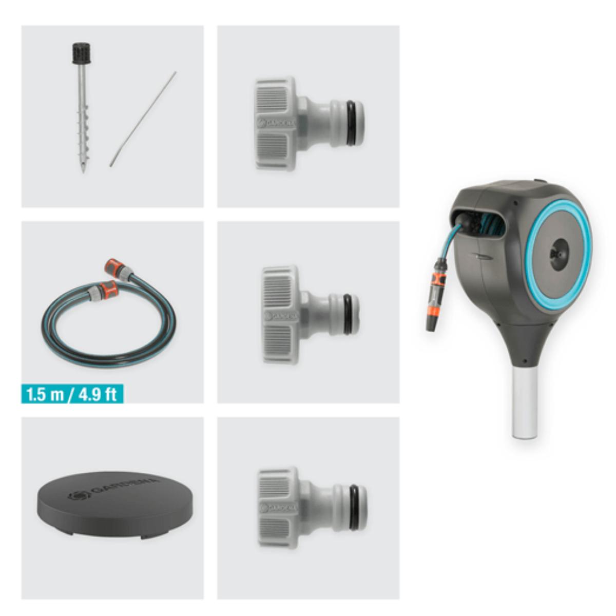 Portamangueras automático con piqueta RollUp S 15 m Gardena