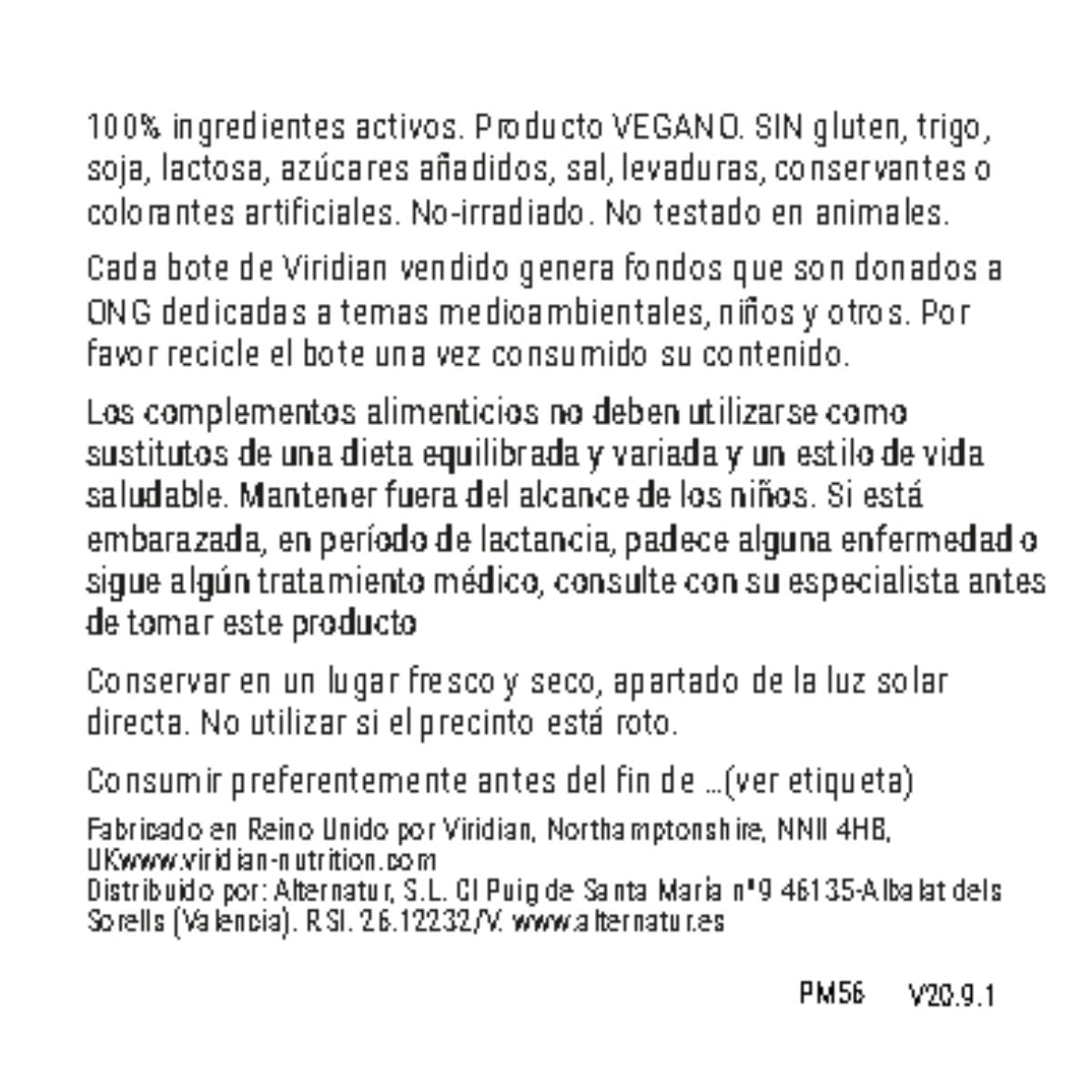 Potasio y Magnesio Citrato en Polvo Viridian 150 g