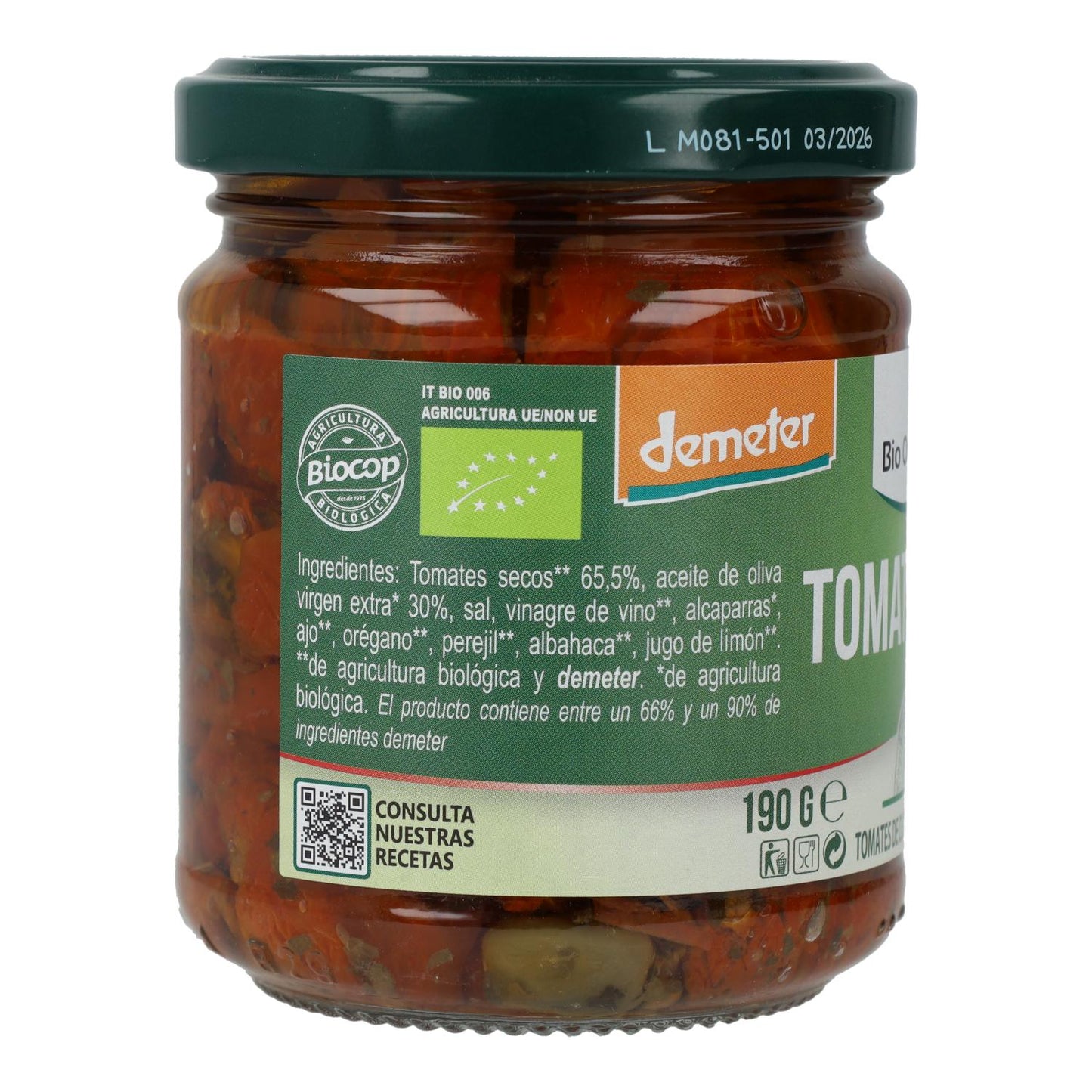 Tomates Secos en Aceite Bio Demeter Organica Italia 190 gr