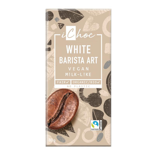Tableta de Chocolate Blanco Vegano Barista con Crujiente de Café Bio Fairtrade iChoc 80 g