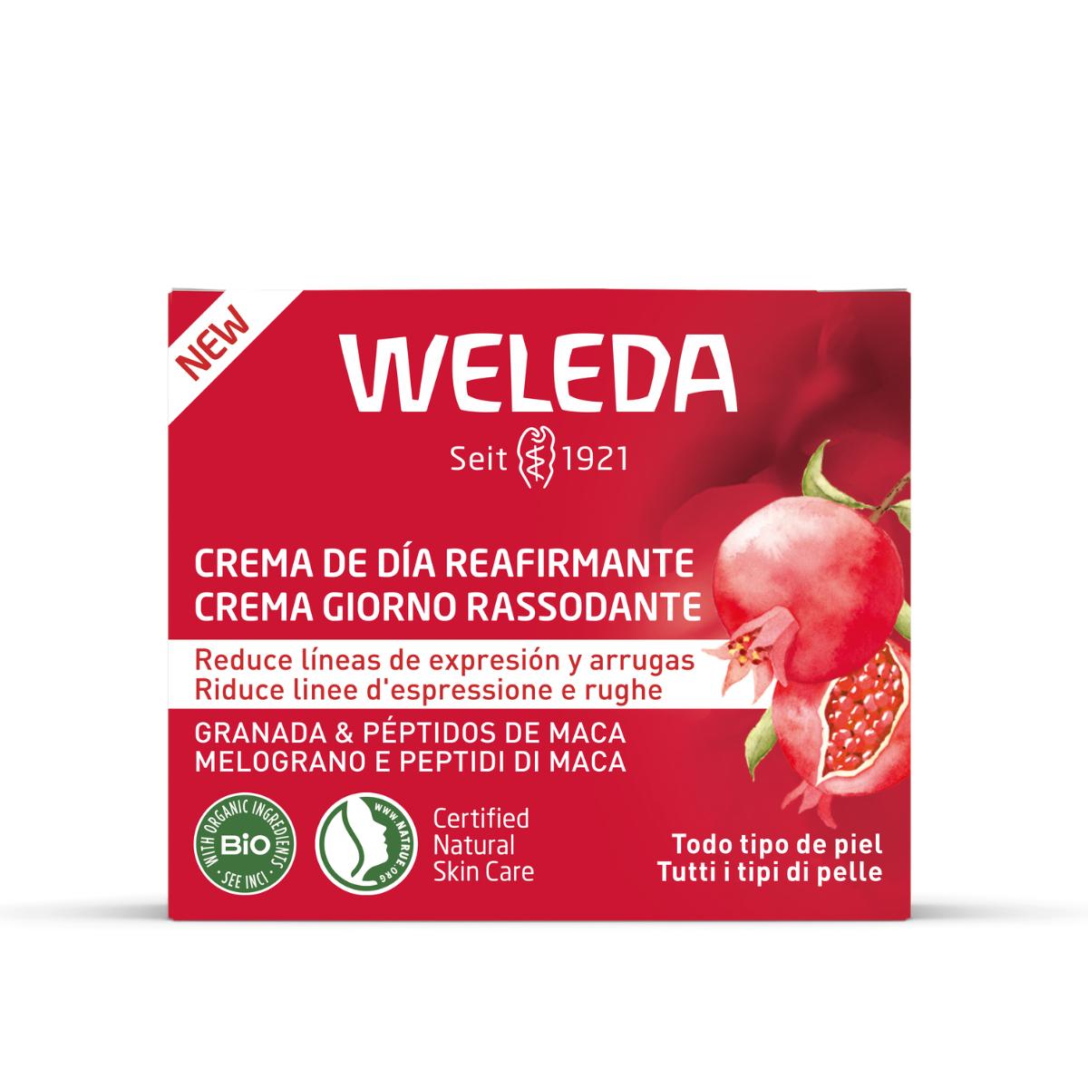 Crema de día reafirmante de granada y péptidos de maca Weleda 40 ml
