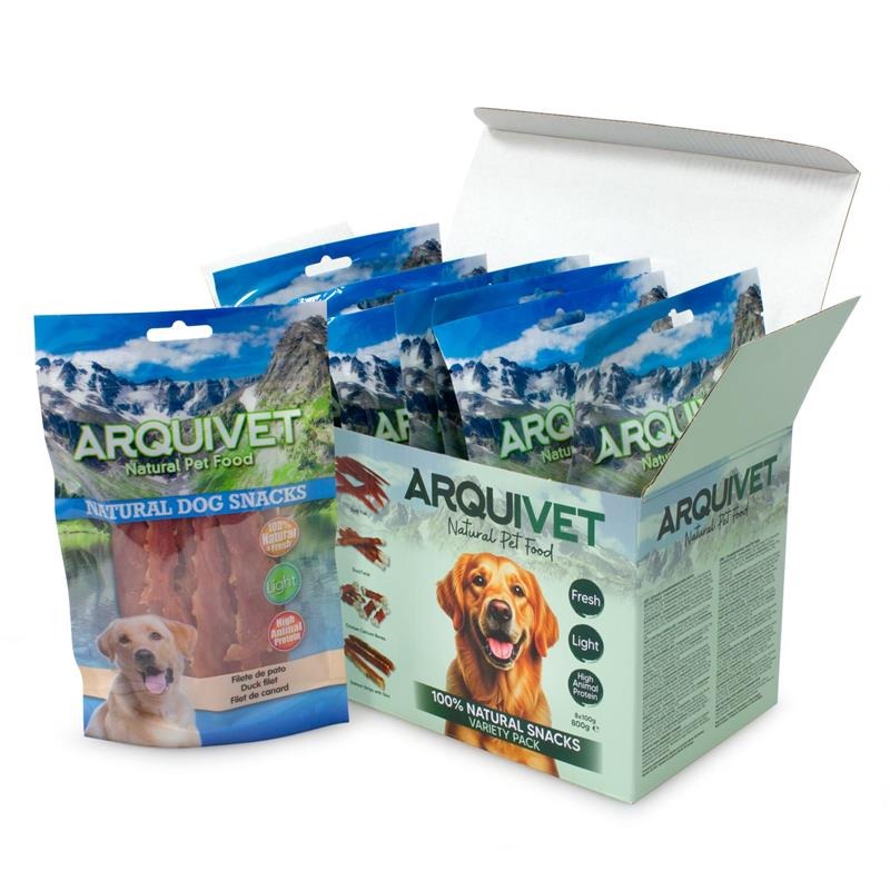 Variety Pack Snacks naturales para perros Arquivet 8x100 g