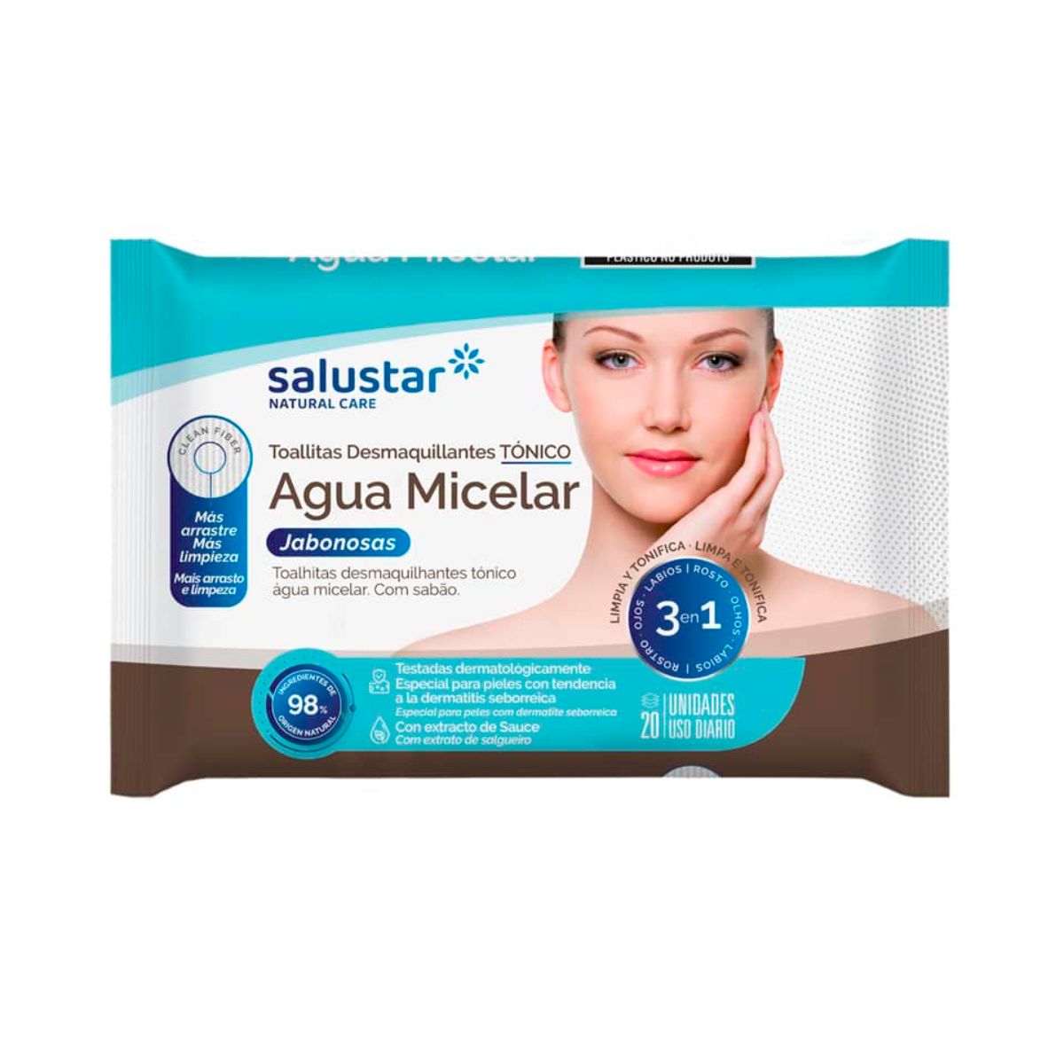 Toallitas desmaquillantes Agua Micelar Salustar 20 uds