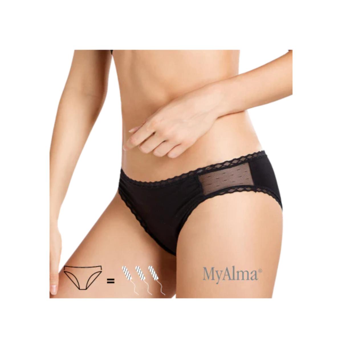 Braga menstrual algodón orgánico y bambú color negro talla L My Alma