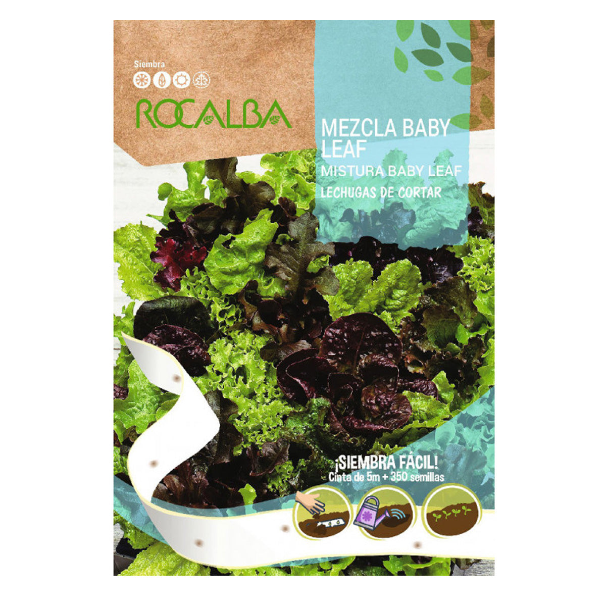 Semillas de Lechuga Baby Leaf de cortar en cinta, Rocalba