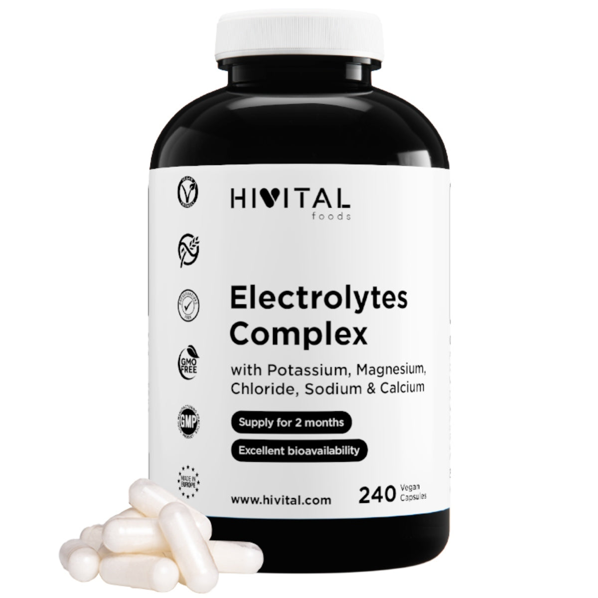 Electrolitos Complex Hivital 240 cápsulas veganas
