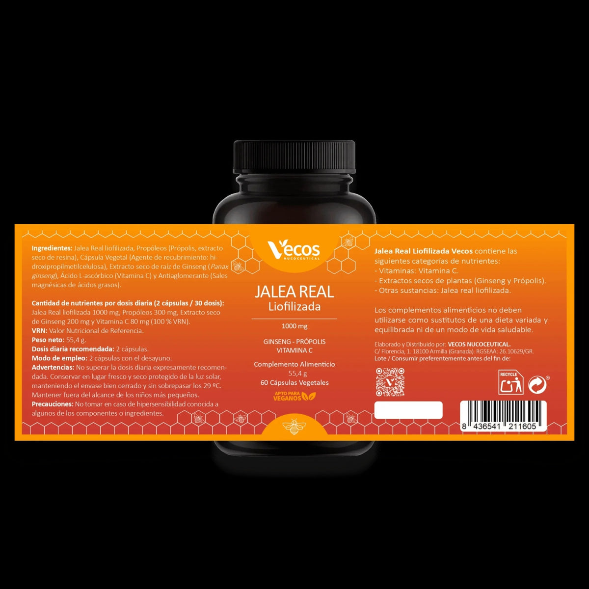 Jalea real liofilizada Vecos 60 capsulas