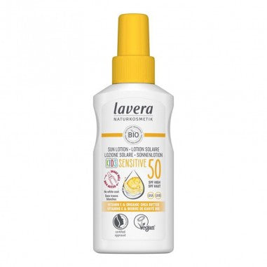 Spray Solar Niños Sensitive Spf50  Aloe Vera BIO y Vitamina E Lavera 100 ml