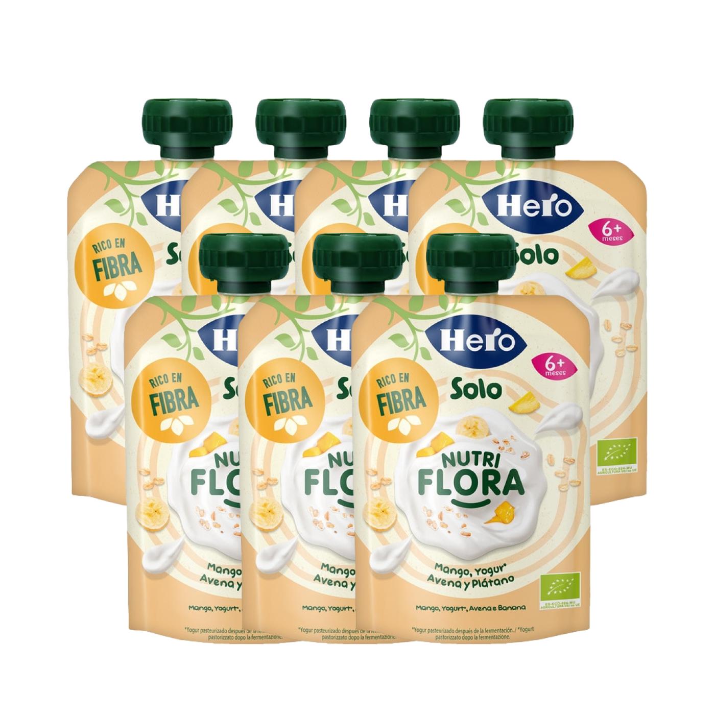 Pack x7 Bolsita Nutri Flora de mango, yogur, avena y plátano 100 g-Hero Solo