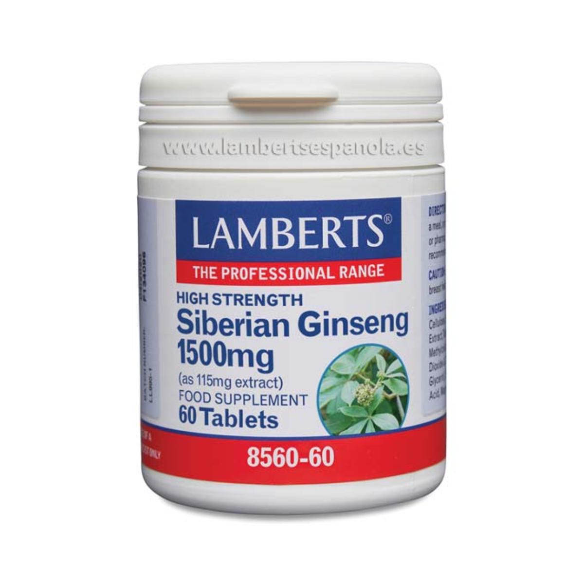 Ginseng Siberiano 1.500 mg Lamberts, 60 tabletas