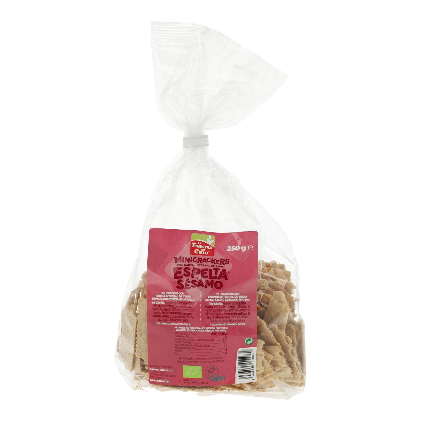 Mini crackers con Trigo de Espelta Integral y Sésamo Bio La Finestra Sul Cielo 250 g