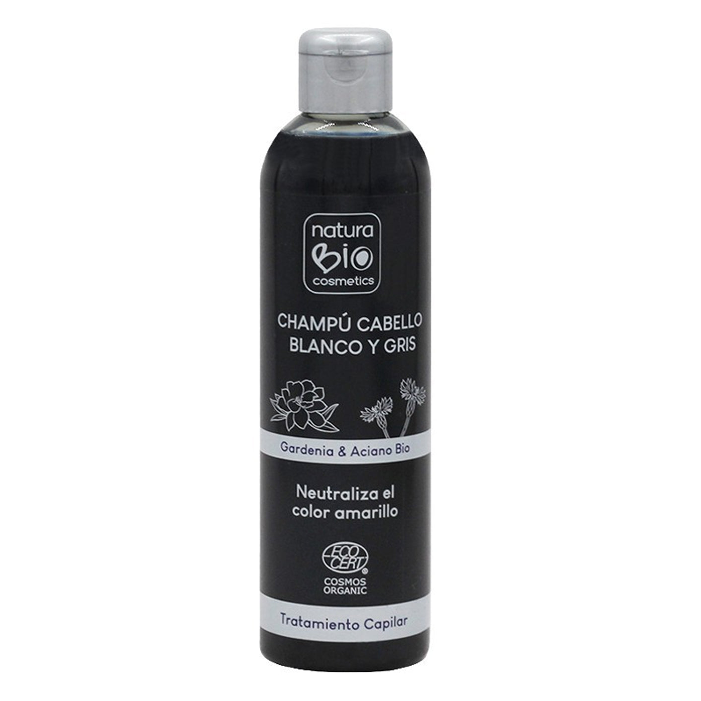 Champú tratamiento cabello blanco y gris gardenia & aciano Bio 250 ml NaturaBIO