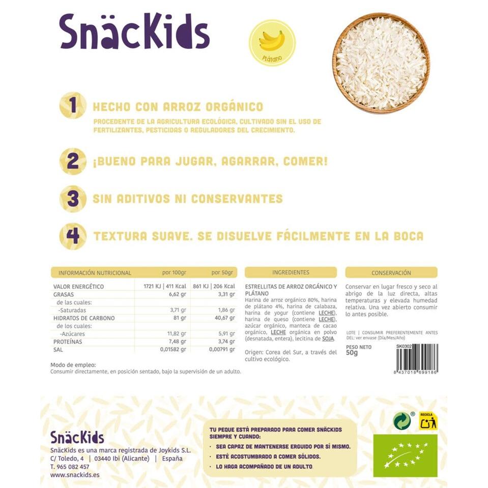 Snack ecológico para bebé +12 meses Estrellas Arróz y Plátano