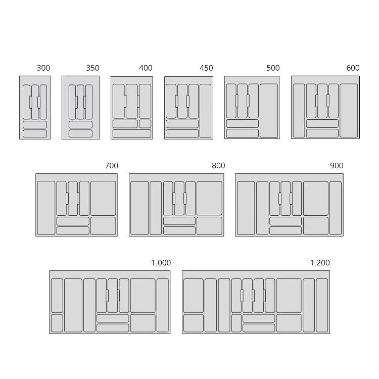 Emuca Cubertero Optima para cajón de cocina, módulo 900 mm, Plástico, Gris