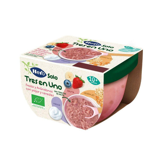 Tarrina de Fresa, Arándanos con Yogur y Cereales 120 g-Hero Solo