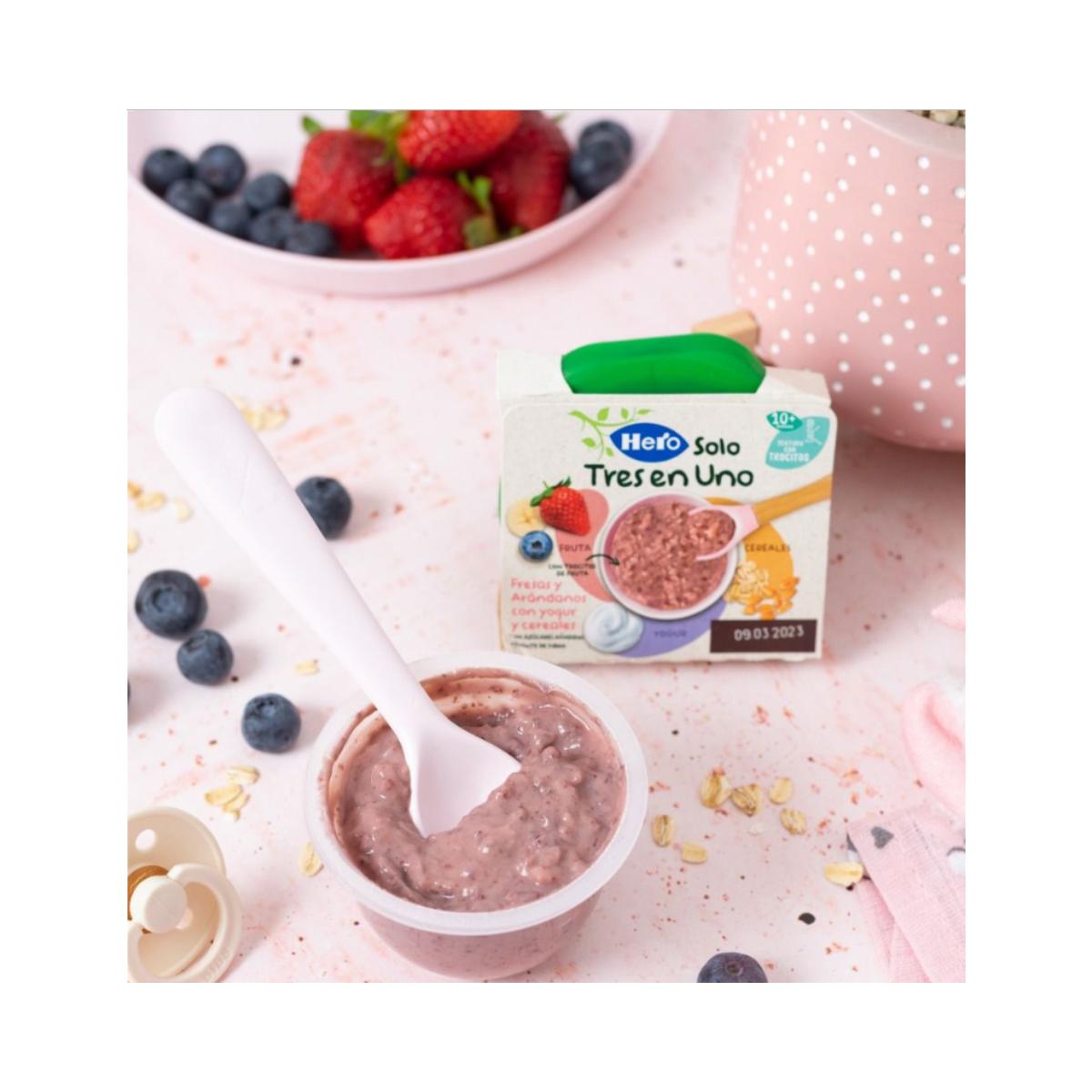 Tarrina de Fresa, Arándanos con Yogur y Cereales 120 g-Hero Solo